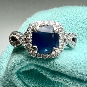 1.86 ct. TW Cushion Cut Sapphire and Diamond Ring
